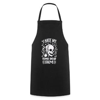 I HATE MY DEAF-TONE FAM - Cooking Apron - black - Front - AI Model Male 185 dark (185cm)