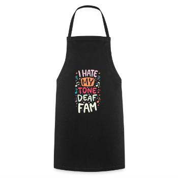 JE DÉTESTE MA FAMILLE SOURDE - Tablier de cuisine - noir - Devant - AI Model Male 185 dark (185cm)