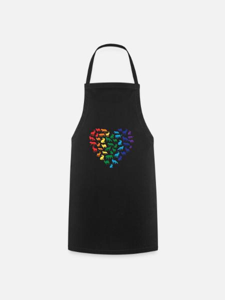 Animal Love - Rainbow Heart - Tablier de cuisine - noir