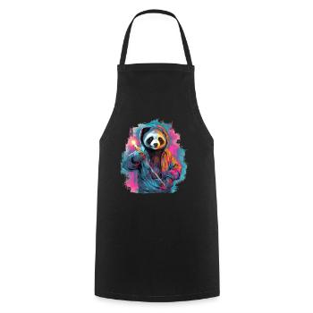 Panda mit Fackel - Kochschürze - Schwarz - Vorne - AI Model Male 185 dark (185cm)