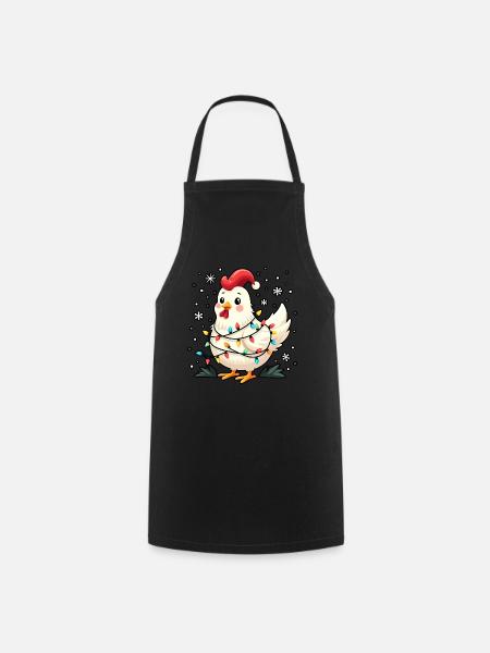 Huhn Weihnachten Hühnerliebhaber Geschenk - Kochschürze - Schwarz
