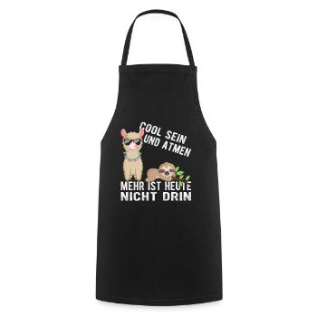 Cool Atmen Faultier Lama Baby Geschenkidee Fun - Kochschürze - Schwarz - Vorne - AI Model Male 185 dark (185cm)