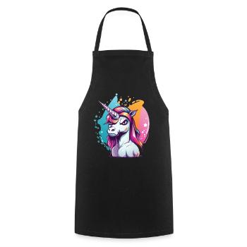 Grumpy Unicorn - Cooking Apron - black - Front - AI Model Male 185 dark (185cm)
