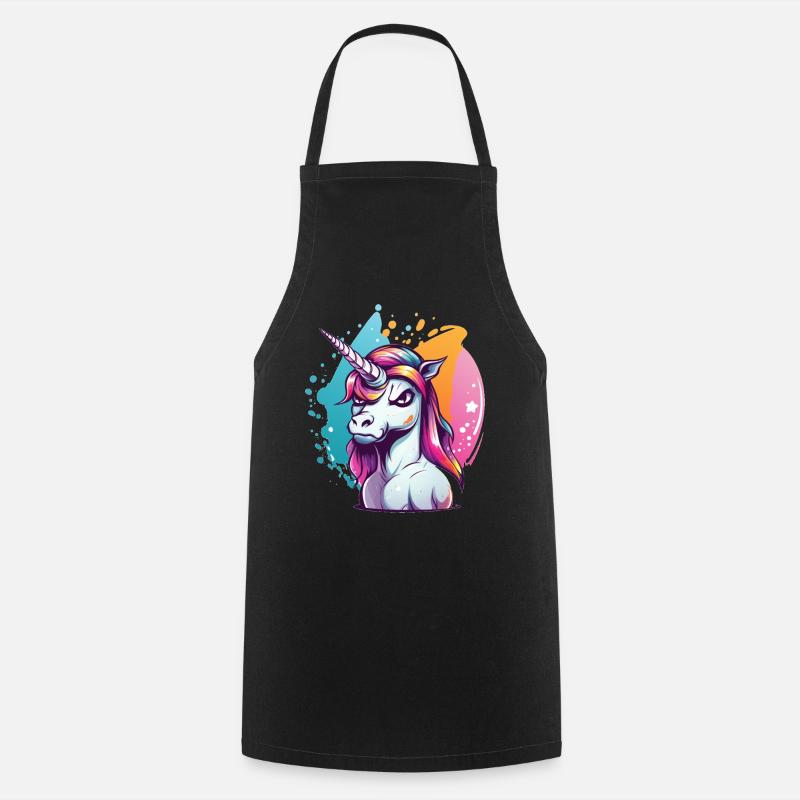 Licorne grincheuse - Tablier de cuisine - noir