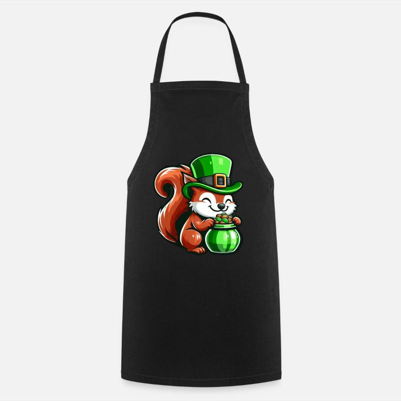 Conception de bande dessinée écureuil mignon de la Saint-Patrick - Tablier de cuisine - noir