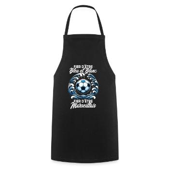 Marseille Supporter Humour Foot Cadeau Supporter - Tablier de cuisine - noir - Devant - AI Model Male 185 dark (185cm)