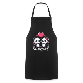 Panda Amoureux Mignon Cadeau Saint Valentin - Tablier de cuisine - noir - Devant - AI Model Male 185 dark (185cm)