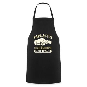 papa et fils une équipe pour la vie - Tablier de cuisine - noir - Devant - AI Model Male 185 dark (185cm)