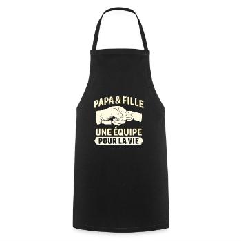 papa et fille une équipe pour la vie - Tablier de cuisine - noir - Devant - AI Model Male 185 dark (185cm)