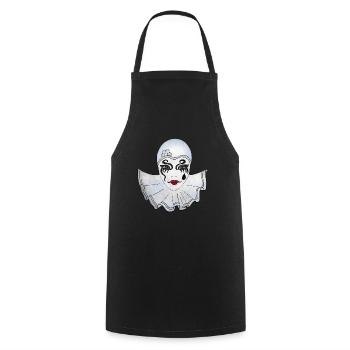 Pierrot weiß Karneval Venedig Illustration - Kochschürze - Schwarz - Vorne - AI Model Male 185 dark (185cm)