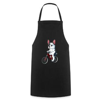 French Bulldog on a Bicycle - Cooking Apron - black - Front - AI Model Male 185 dark (185cm)