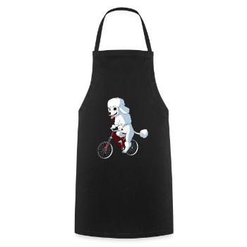 Hund Pudel auf einem Fahrrad - Kochschürze - Schwarz - Vorne - AI Model Male 185 dark (185cm)