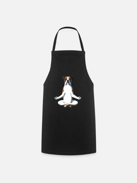 Yoga Boxer chien - Tablier de cuisine - noir