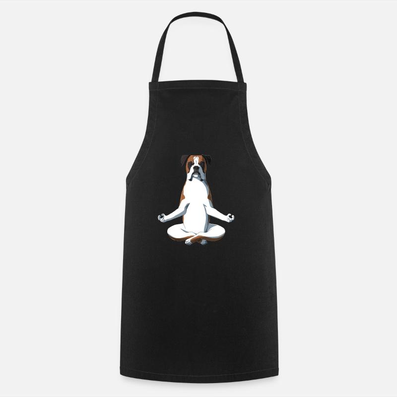 Yoga Boxer chien - Tablier de cuisine - noir