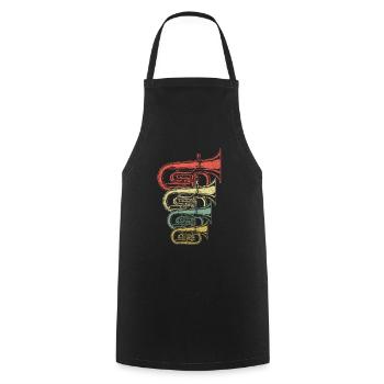 Rétro tuba - Tablier de cuisine - noir - Devant - AI Model Male 185 dark (185cm)