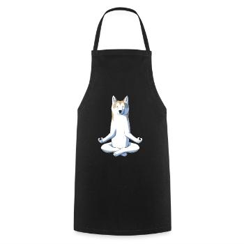 Yoga Akita Dog - Cooking Apron - black - Front - AI Model Male 185 dark (185cm)