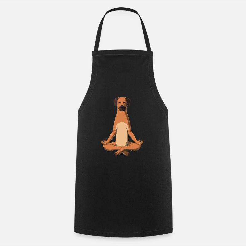 Yoga Rhodesian Ridgeback - Cooking Apron - black