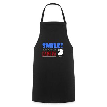 Souriez que vous êtes devant la caméra - Tablier de cuisine - noir - Devant - AI Model Male 185 dark (185cm)