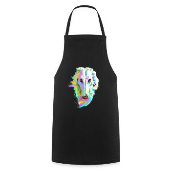 Colored Borzoi Dog - Cooking Apron - black - Front - AI Model Male 185 dark (185cm)