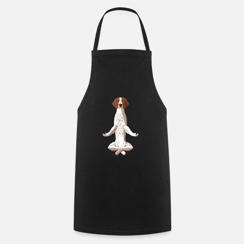 Meditate Welsh Springer Spaniel Dog - Cooking Apron - black