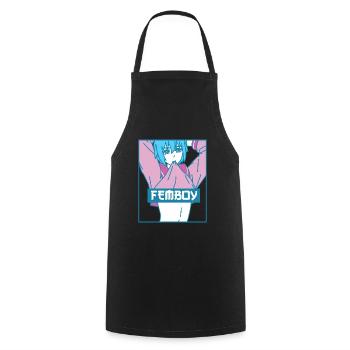 Femboy Aesthetic Pastel Yaoi Anime Boy Geschenk - Kochschürze - Schwarz - Vorne - AI Model Male 185 dark (185cm)