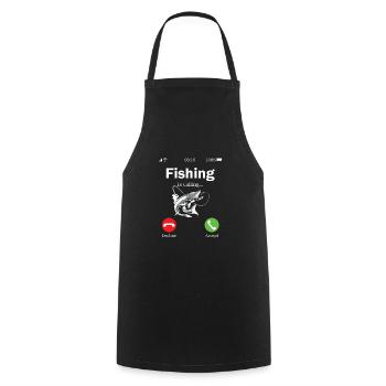 Fishing Is Calling Funny Cell Phone - Cooking Apron - black - Front - AI Model Male 185 dark (185cm)