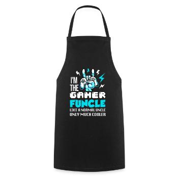 Je suis le cadeau de l'oncle Gamer Funcle Gamer - Tablier de cuisine - noir - Devant - AI Model Male 185 dark (185cm)