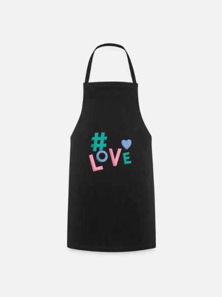 Love Heart Spread The Love Hashtag - Tablier de cuisine - noir