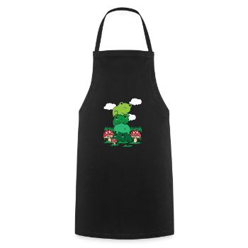 Cottagecore Aesthetic Kawaii Frosch Pile Pilz - Kochschürze - Schwarz - Vorne - AI Model Male 185 dark (185cm)