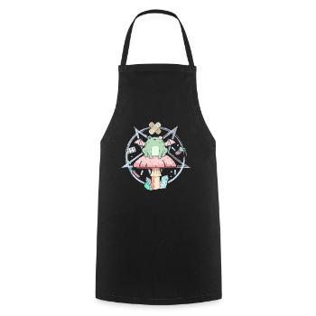 Cottagecore Esthétique Pastel Goth Frog Pentagram - Tablier de cuisine - noir - Devant - AI Model Male 185 dark (185cm)