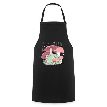 Cottagecore Aesthetic Frog Mushroom Hug - Cooking Apron - black - Front - AI Model Male 185 dark (185cm)
