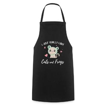 Cottagecore Aesthetic I Just Love Cats And Frogs - Tablier de cuisine - noir - Devant - AI Model Male 185 dark (185cm)