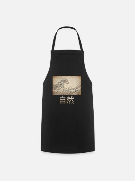 Dark Academia Aesthetic Great Wave Off Kanagawa - Cooking Apron - black