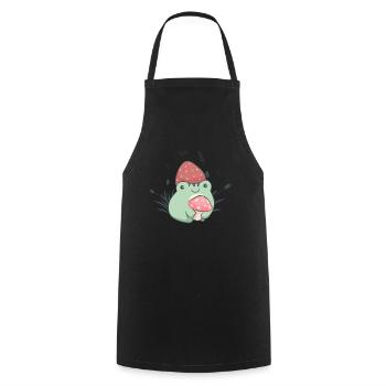 Cottagecore Aesthetic Frog Strawberry Hat Mushroom - Cooking Apron - black - Front - AI Model Male 185 dark (185cm)