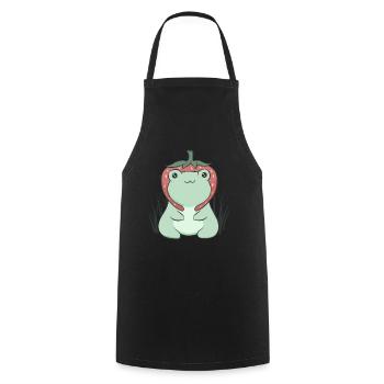 Cottagecore Aesthetic Kawaii Frosch Erdbeere Hut - Kochschürze - Schwarz - Vorne - AI Model Male 185 dark (185cm)