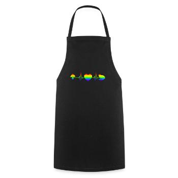 Cottagecore Aesthetic Gay Pride Herzschlag Frosch - Kochschürze - Schwarz - Vorne - AI Model Male 185 dark (185cm)