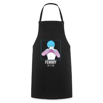 Femboy Japanese Anime Boy Gay Pride Crossdressing - Cooking Apron - black - Front - AI Model Male 185 dark (185cm)