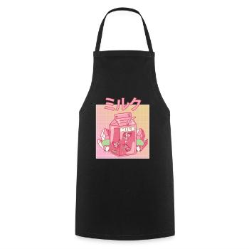 Fairycore Aesthetic Fee Japanese Milk Carton - Cooking Apron - black - Front - AI Model Male 185 dark (185cm)