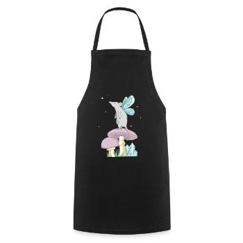Fairycore Esthétique Fairy Mouse sur un champignon - Tablier de cuisine - noir - Devant - AI Model Male 185 dark (185cm)