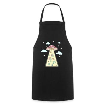 Cottagecore Esthétique Alien OVNI Kidnapping Frog - Tablier de cuisine - noir - Devant - AI Model Male 185 dark (185cm)