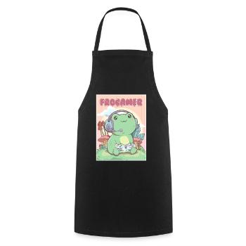 Cottagecore Esthétique Kawaii Frog Gamer Frogamer G - Tablier de cuisine - noir - Devant - AI Model Male 185 dark (185cm)