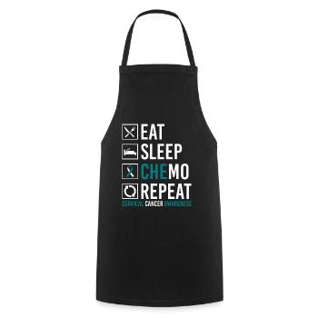 Cervical Cancer Eating Sleep Chemo Wiederho - Cooking Apron - black - Front - AI Model Male 185 dark (185cm)