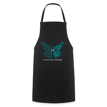 Ovarian Cancer Faith Butterfly Cross Gift - Cooking Apron - black - Front - AI Model Male 185 dark (185cm)
