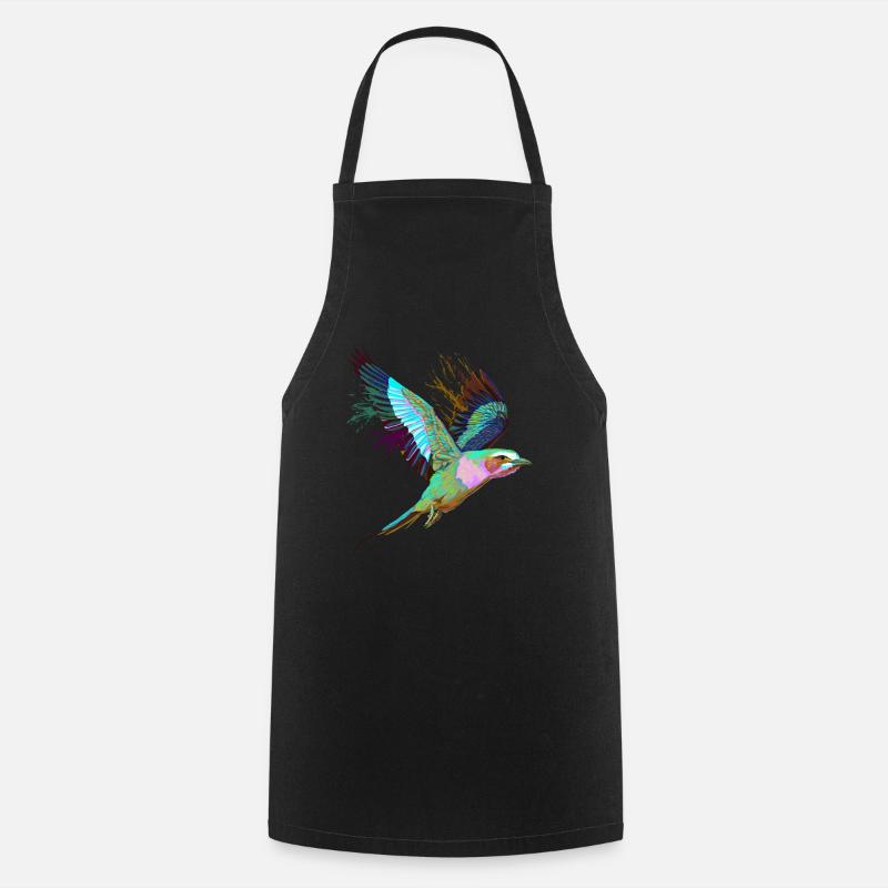 Flying Splash Bird Lilac Breasted Roller - Cooking Apron - black