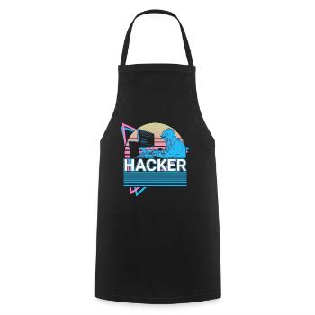 Hacker Coding Programmer Vaporwave Aesthetic - Cooking Apron - black - Front - AI Model Male 185 dark (185cm)