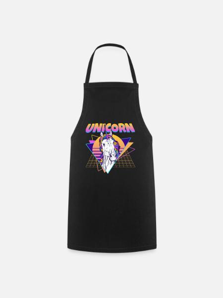 Unicorn Vaporwave Aesthetic Retro - Kochschürze - Schwarz