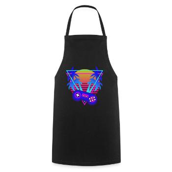 Gamer Gaming Controller Vaporwave Aesthetic - Cooking Apron - black - Front - AI Model Male 185 dark (185cm)