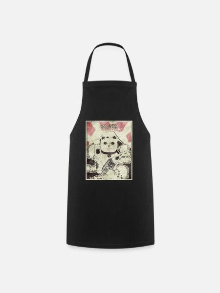 Maneki Neko Katze Japanisch Ästhetisch Vintage Ges - Kochschürze - Schwarz