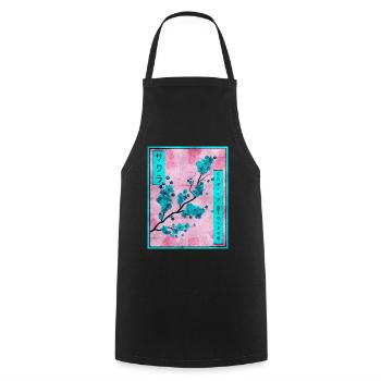 Sakura Cherry Blossom Japanese Aesthetic Gift - Cooking Apron - black - Front - AI Model Male 185 dark (185cm)