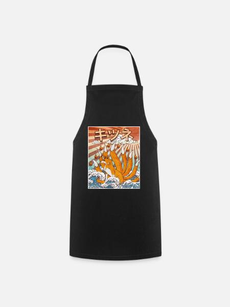 Kaiju Kitsune Neunschwänziger Fuchs Kanagawa Gesch - Kochschürze - Schwarz